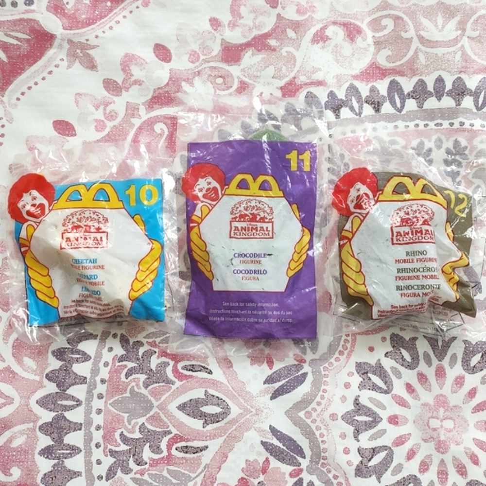 Disney Animal Kingdom McDonald's Vintage 1998 Happy Meal Toys 10, 11, 12 Sealed